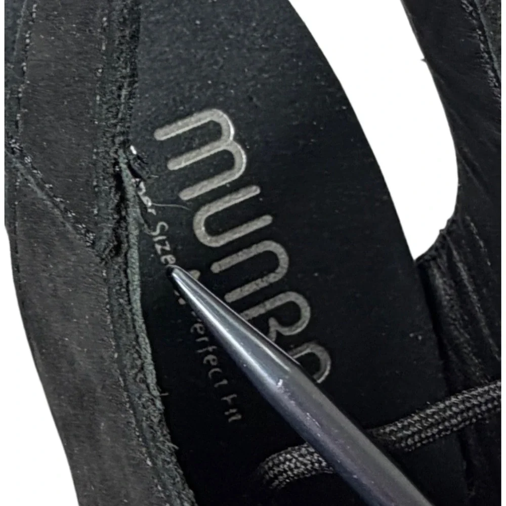 Munro Jillie Black Nubuck Ghillie Lace Up Slingback Block Heel Sandals 8N